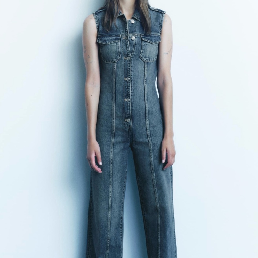 Zara denim trf jumpsuit.